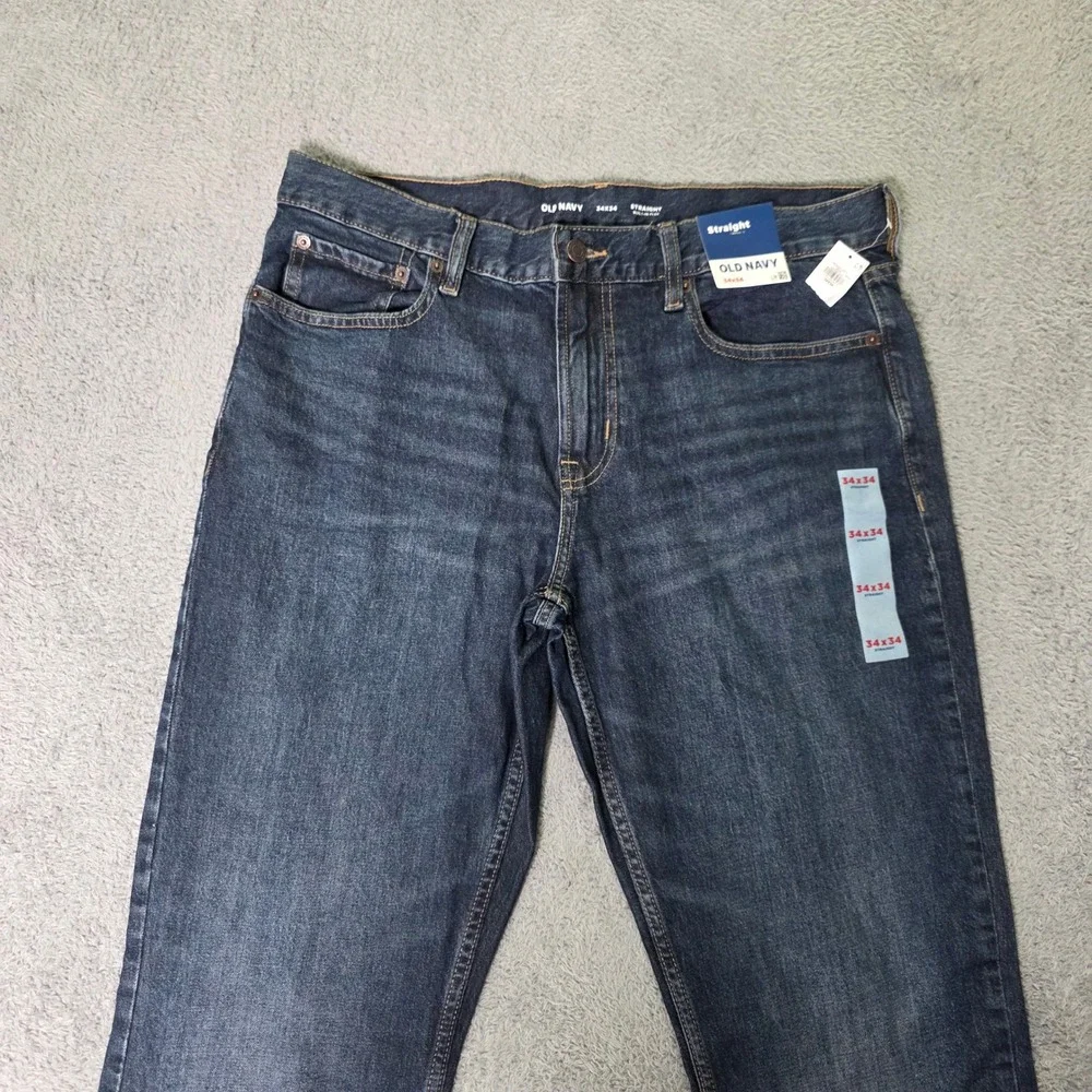Old Navy Mens 34x34 Straight Jeans Dark Wash Built-In Flex Denim